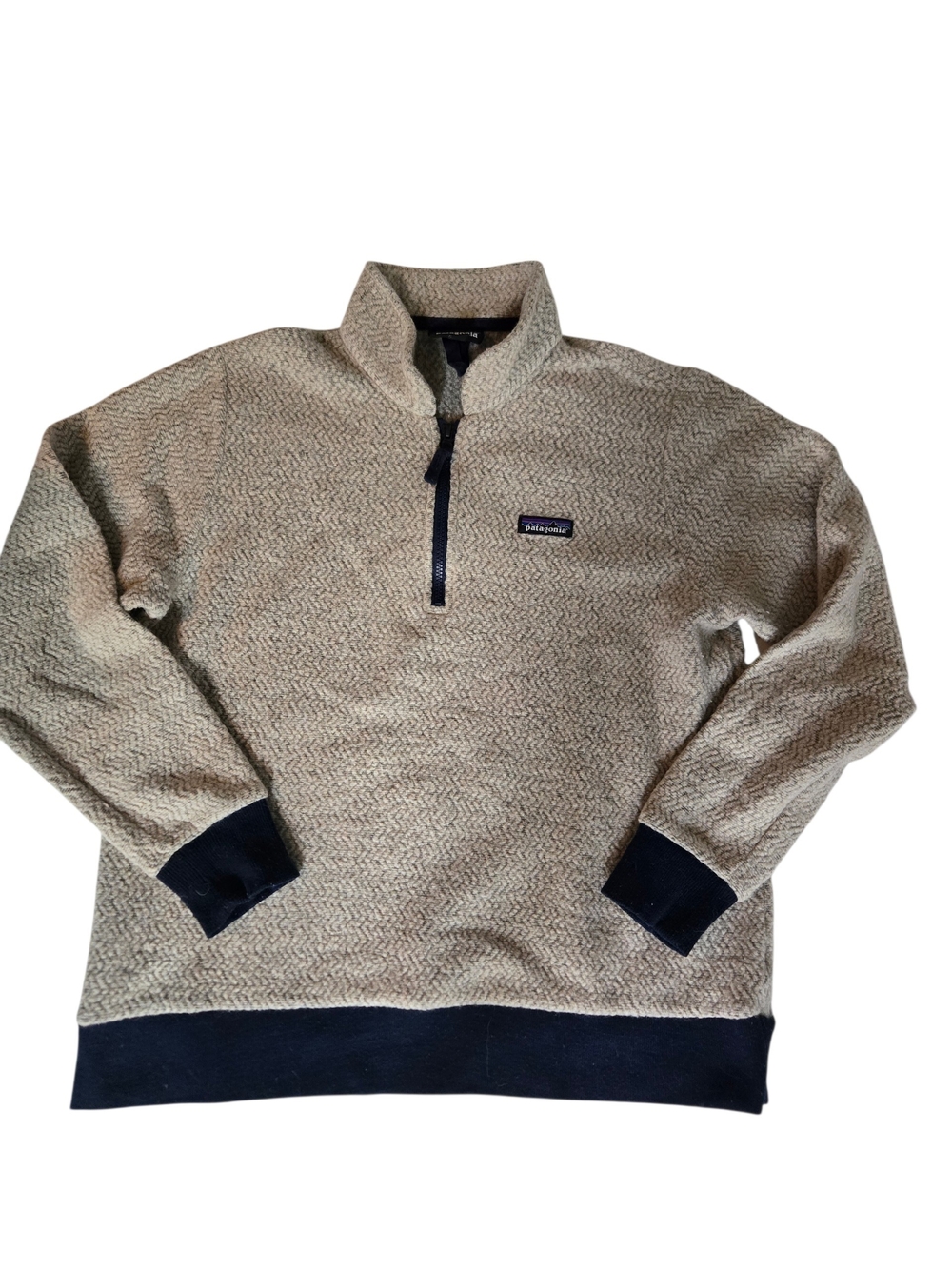 Patagonia Woolyester Fleece Jacket Womens XL Oatmeal Gray Wool 1/4 Zip Top
